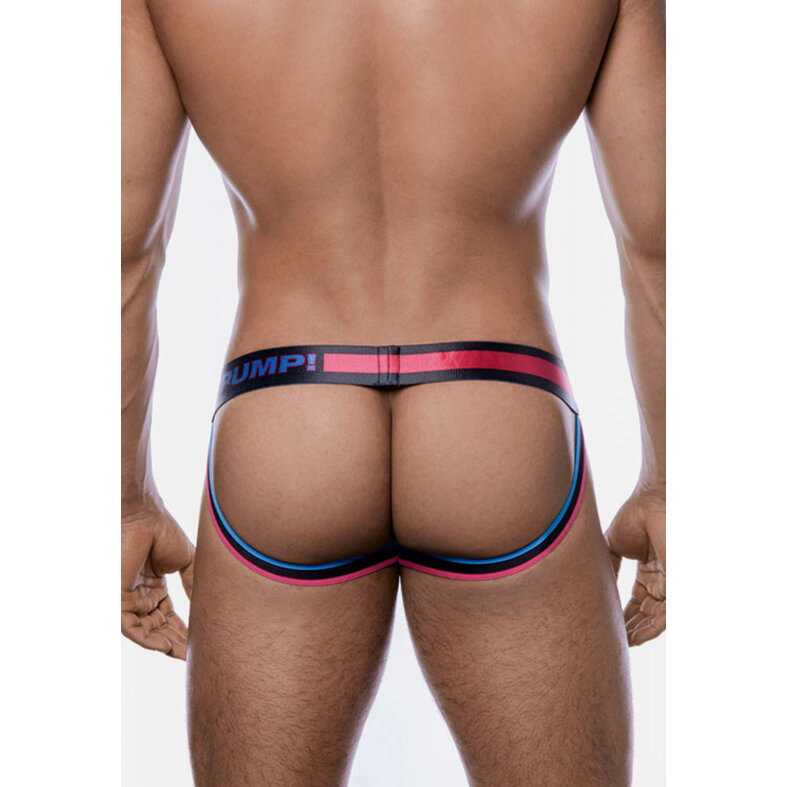 PUMP! PUMP Heren Play Jockstrap Zwart/Fuchsia Roze-Rood/Blauw