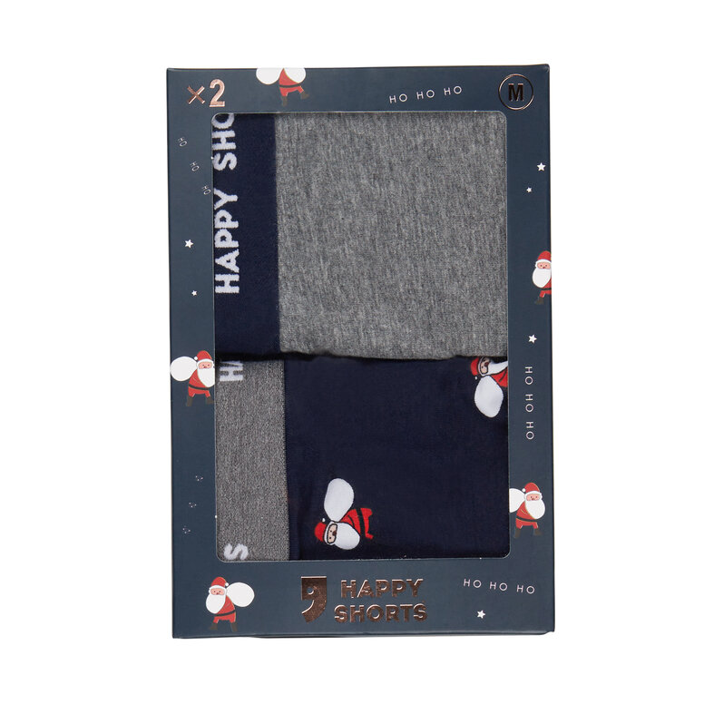 Happy Shorts Happy Shorts Kids Boxer Shorts Boys Christmas Print 2-Pack Santa
