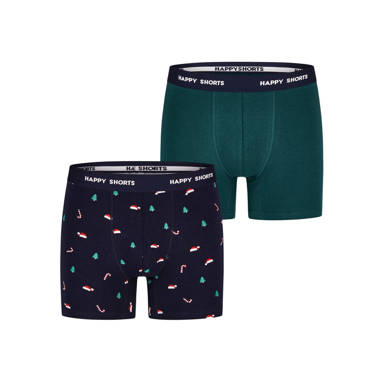 Happy Shorts Happy Shorts Kinder Boxershorts Jongens Kerst Print 2-Pack Christmas