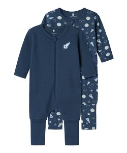 Name It Baby Pyjama NBMNIGHTSUIT Zip 2-Pack Blauw