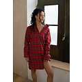 By Louise By Louise Ladies Pyjama Nightshirt Flannel Checkered Red