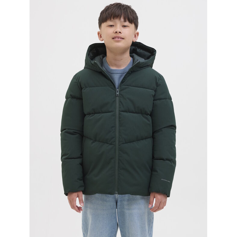 Jack & Jones Junior Jack & Jones Junior Jongens Winterjas JJGLOBAL Puffer Jacket Donkergroen