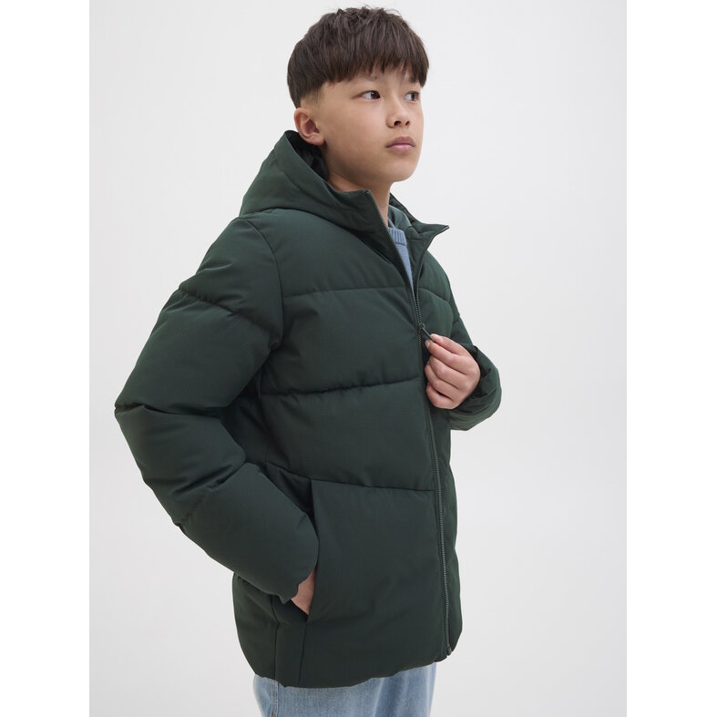 Jack & Jones Junior Jack & Jones Junior Jongens Winterjas JJGLOBAL Puffer Jacket Donkergroen