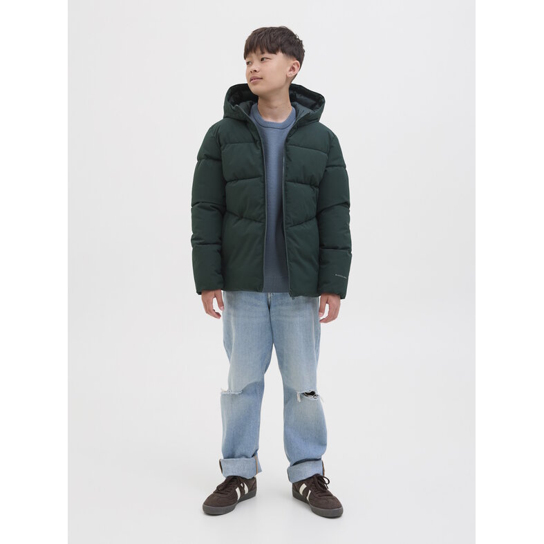 Jack & Jones Junior Jack & Jones Junior Jongens Winterjas JJGLOBAL Puffer Jacket Donkergroen