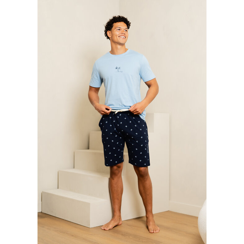 Phil & Co Phil & Co Men's Short Pants Short Pajama Set Light Blue