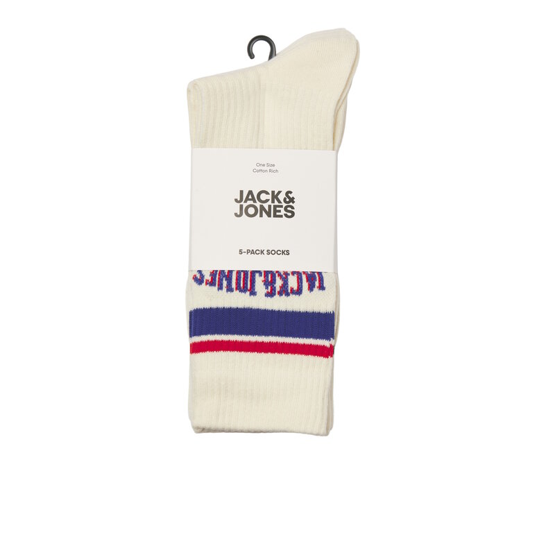 Jack & Jones Junior Jack & Jones Junior Jongens Sportsokken JACMATEO Tennissokken 5-Pack Crèmewit
