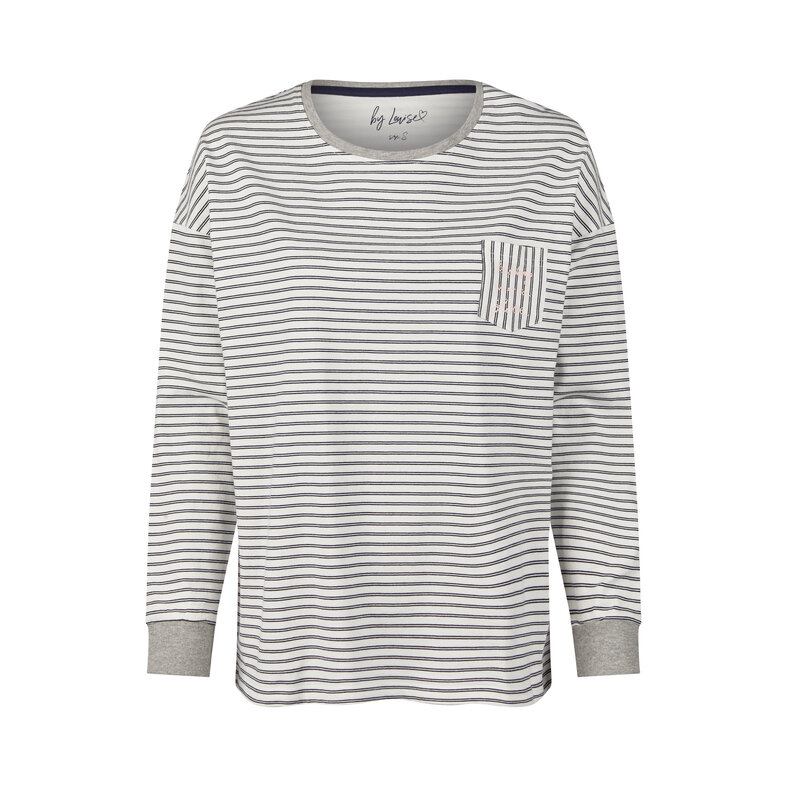 By Louise By Louise Dames Pyjama Lounge Set Grijs Gestreept