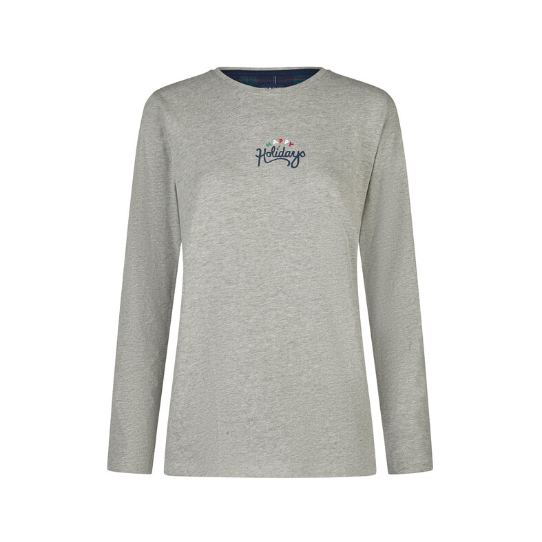 Happy Shorts Happy Shorts Dames Kerst Pyjama Set Shirt + Broek Giftbox Grijs/Groen Geruit Flanel