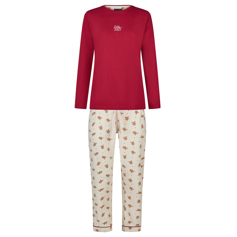 Happy Shorts Happy Shorts Dames Kerst Pyjama Set Shirt + Broek Giftbox Rood/Off-White Gingerbread