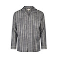 Phil & Co Phil & Co Heren Pyjama Set Lang Knoopsluiting Geweven Katoen Grijs Gestreept