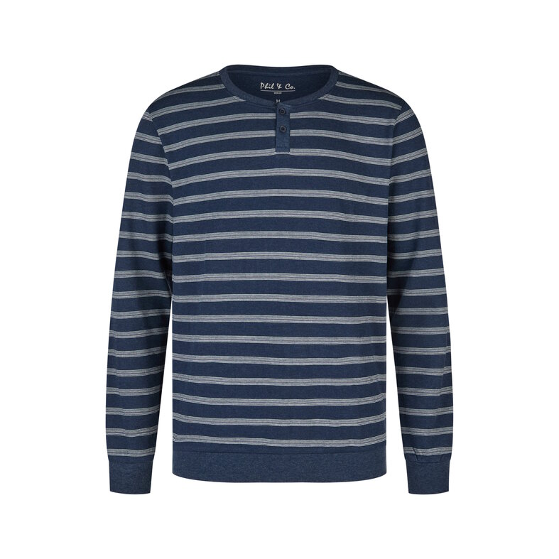 Phil & Co Phil & Co Men's Pyjama Set Interlock Dark Blue Striped