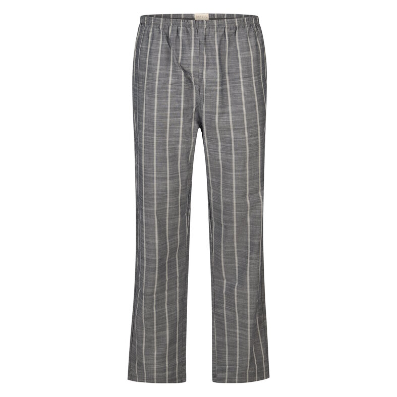 Phil & Co Phil & Co Men's Pyjama Set Long Button Closure Woven Cotton Gray Striped