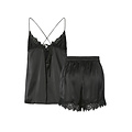 PIECES Pieces Dames Pyjama PCJENNA Nachtset Satijn Zwart