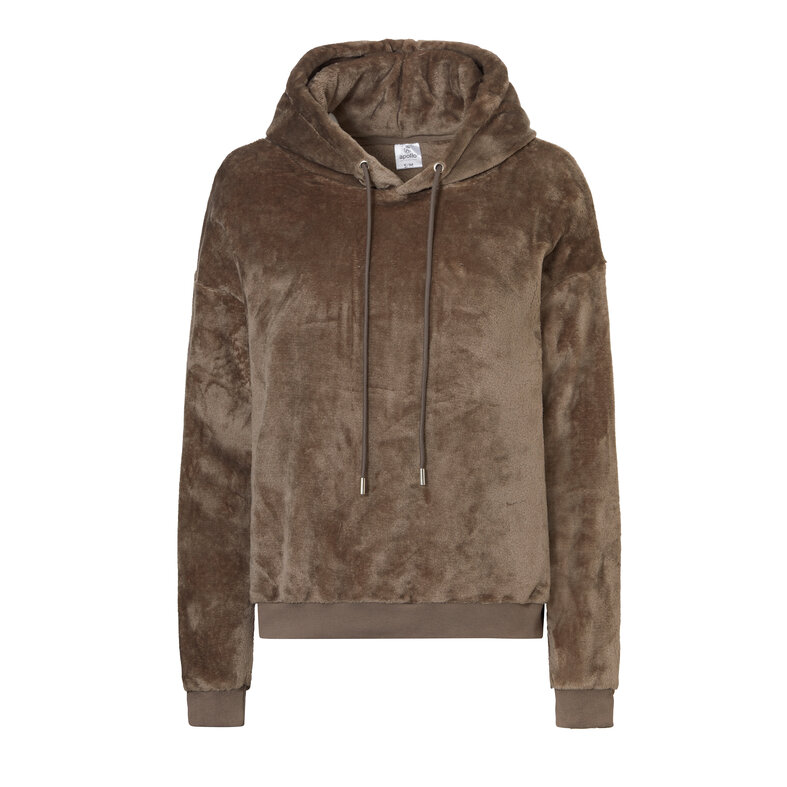 Apollo Apollo Ladies House Suit Loungewear Fleece Incl Hood Dark Brown