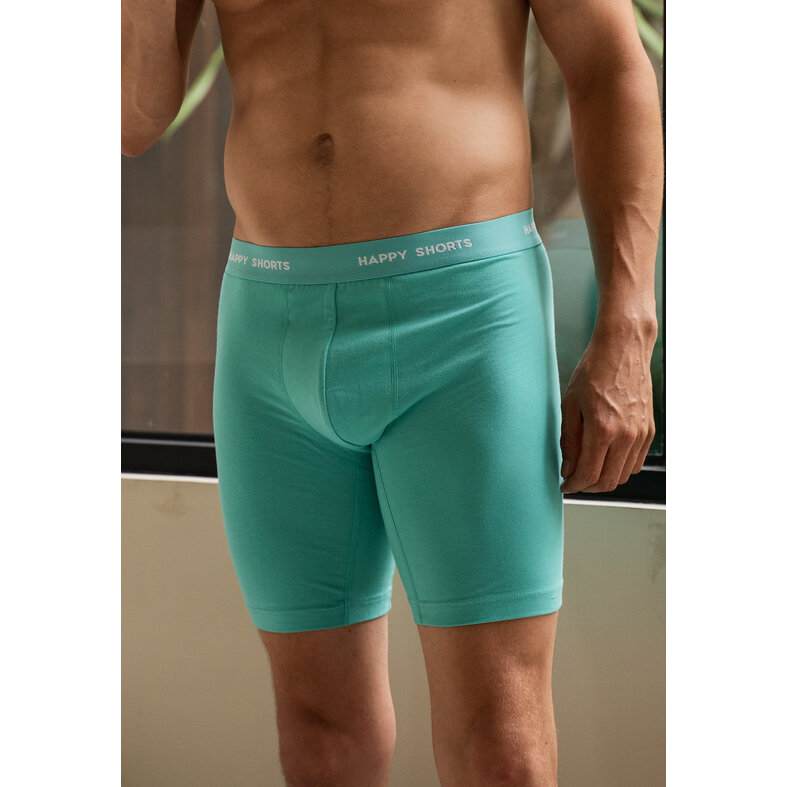 Happy Shorts Happy Shorts Heren Boxershorts Met Lange Pijpen Boxer Briefs Neon Groen/Blauw