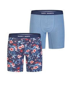 Happy Shorts Heren Boxershorts Met Lange Pijpen Boxer Briefs Hawaii/Lichtblauw