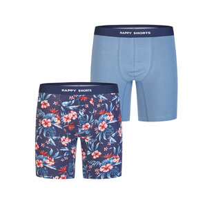 Happy Shorts Men's Long-Sleeve Boxer Briefs Hawaii/Light Blue