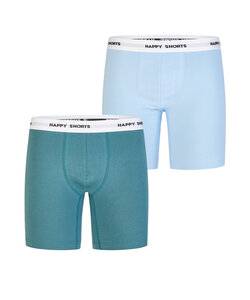 Happy Shorts Heren Boxershorts Met Lange Pijpen Boxer Briefs Groen/Lichtblauw