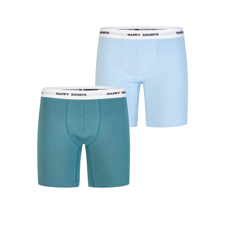Happy Shorts Happy Shorts Heren Boxershorts Met Lange Pijpen Boxer Briefs Groen/Lichtblauw