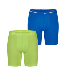 Happy Shorts Men's Long-Sleeve Boxer Briefs Neon Lime Green/Blue