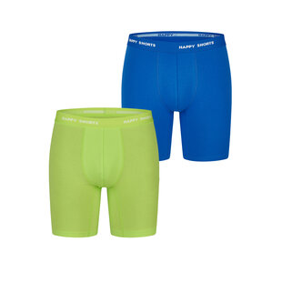 Happy Shorts Heren Boxershorts Met Lange Pijpen Boxer Briefs Neon Lime Groen/Blauw