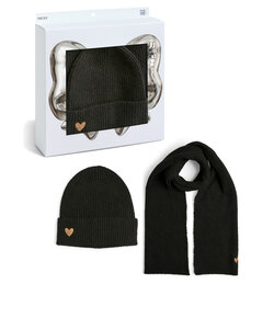 Pieces Ladies Winter Hat + Scarf Knitted PCNIVA Giftbox Black