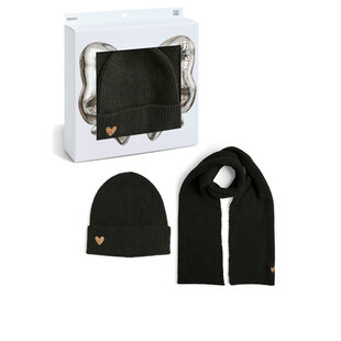 Pieces Dames Wintermuts + Sjaal Gebreid PCNIVA Giftbox Zwart