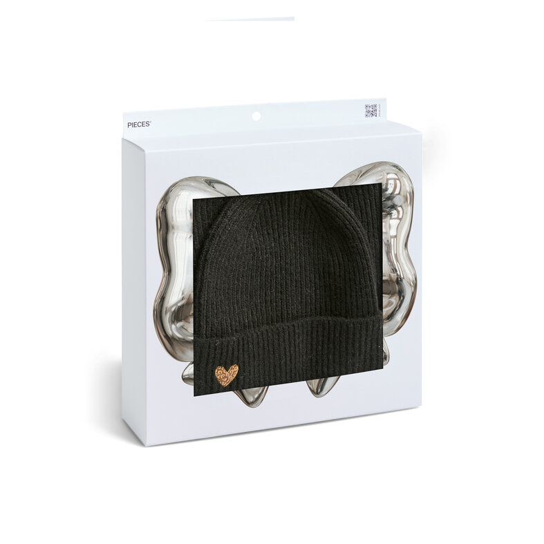 PIECES Pieces Dames Wintermuts + Sjaal Gebreid PCNIVA Giftbox Zwart