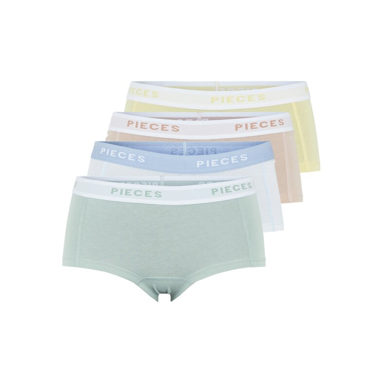 PIECES Pieces Dames Hipsters 4-Pack PCLOGO Effen