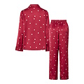 PIECES Pieces Dames Pyjama Set PCJYTTE Hartjes Satijn Nachtset Rood