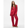 PIECES Pieces Dames Pyjama Set PCJYTTE Hartjes Satijn Nachtset Rood