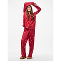 PIECES Pieces Ladies Pajama Set PCJYTTE Hearts Satin Night Set Red