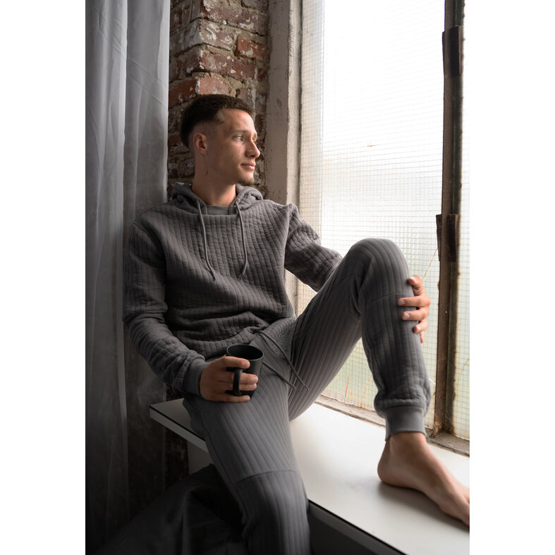 Phil & Co Phil & Co Men's Lounge Jacquard Sweat Set Anthracite