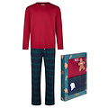 Happy Shorts Happy Shorts Men's Christmas Pajama Set Shirt + Pants Giftbox Red/Green Checkered Flannel
