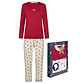 Happy Shorts Happy Shorts Ladies Christmas Pajama Set Shirt + Pants Giftbox Red/Off-White Gingerbread