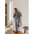 Phil & Co Phil & Co Men's Pyjama Set Long Button Closure Woven Cotton Gray Striped