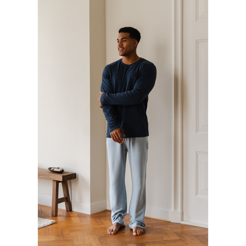 Phil & Co Phil & Co Men's Pyjama Set Interlock Dark Blue/Light Blue Striped