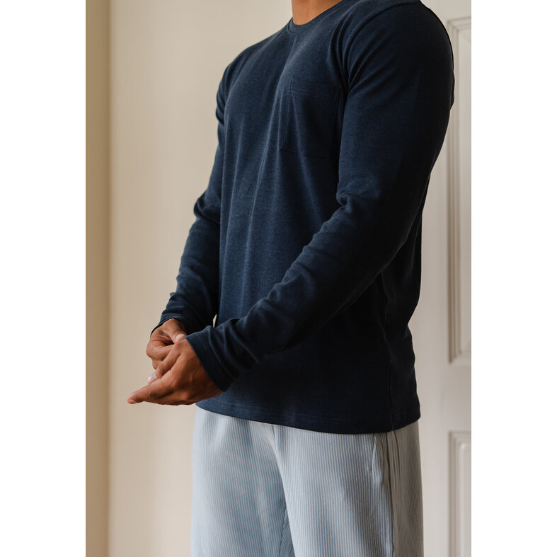 Phil & Co Phil & Co Men's Pyjama Set Interlock Dark Blue/Light Blue Striped