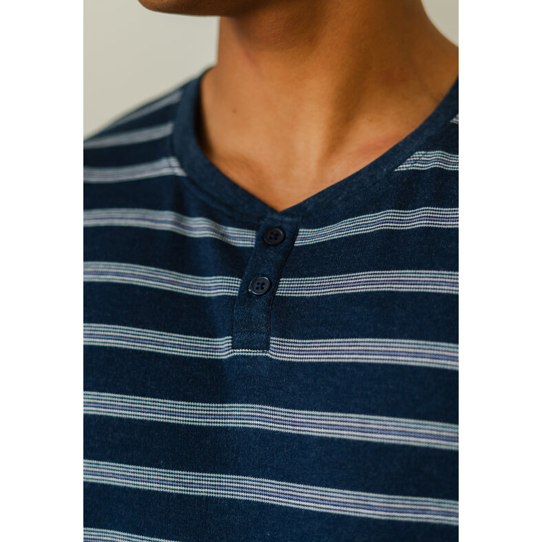 Phil & Co Phil & Co Men's Pyjama Set Interlock Dark Blue Striped