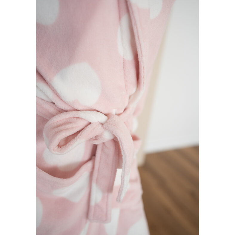 By Louise By Louise Ladies Bathrobe Fleece Pink Hearts