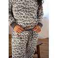 By Louise By Louise Ladies Home Suit Fleece Pants + Sweater Grey Panther Print