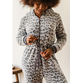 By Louise By Louise Dames Huispak Onesie Fleece Grijs Panterprint