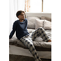 Phil & Co Phil & Co Men's Pyjama Set Long Blue/Grey Checkered