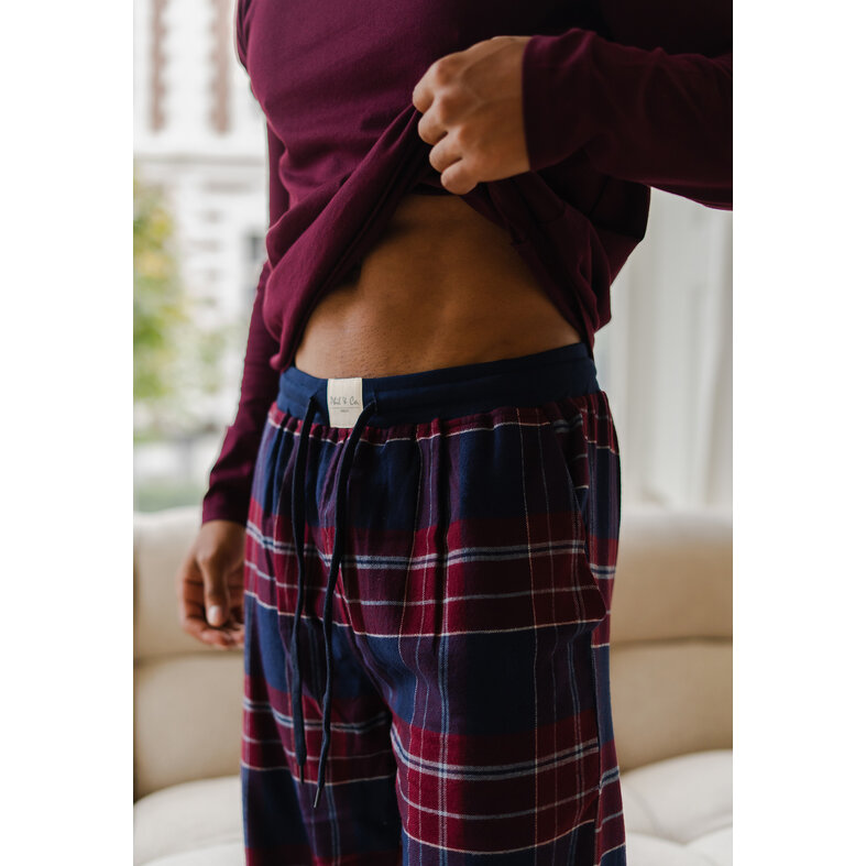 Phil & Co Phil & Co Men's Pyjama Pants Long Flannel Checkered Blue/Red