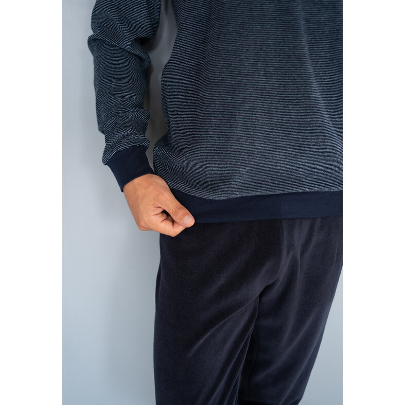 Phil & Co Phil & Co Men's Winter Pajama Set Long Terry Blue