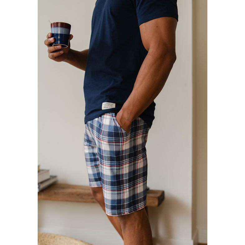 Phil & Co Phil & Co Men's Short Pyjama Pants Checkered/Plain 2-Pack