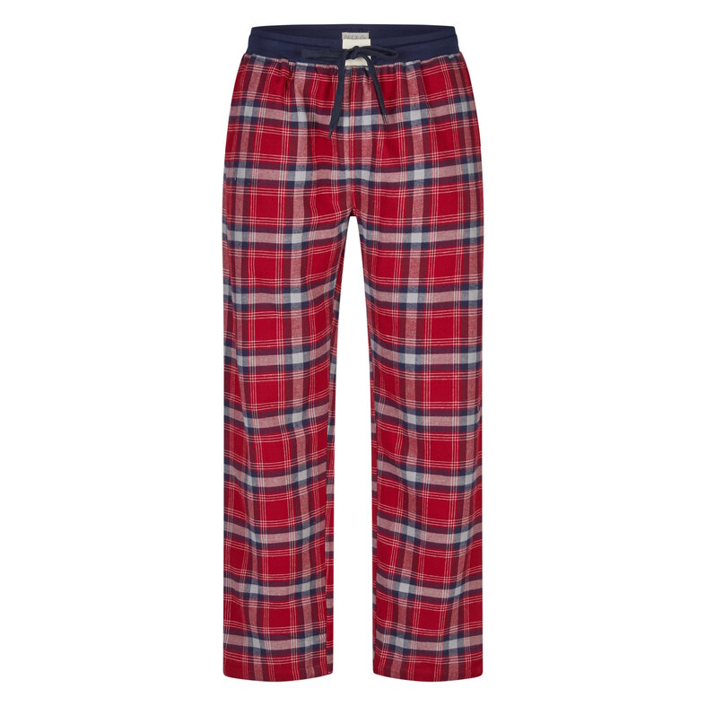 Phil & Co Phil & Co Lange Heren Pyjama Set Met Flanellen Pyjamabroek Rood/Blauw