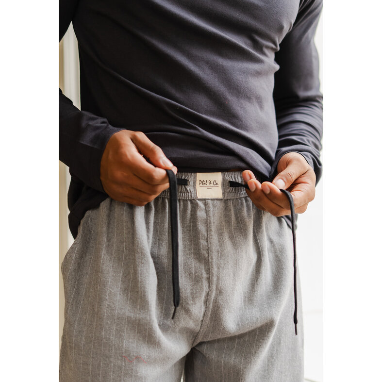 Phil & Co Phil & Co Long Men's Pajama Set With Flannel Pajama Pants Grey