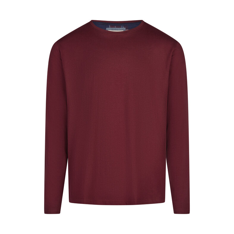 Phil & Co Phil & Co Long Men's Pyjama Set With Flannel Pyjama Pants Bordeaux Red/Blue