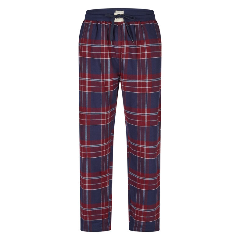Phil & Co Phil & Co Long Men's Pyjama Set With Flannel Pyjama Pants Bordeaux Red/Blue